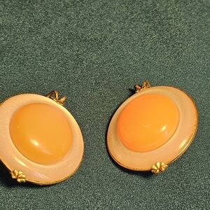Gold-Tone Orange Cabochon Drop Earrings - Women Jewelry